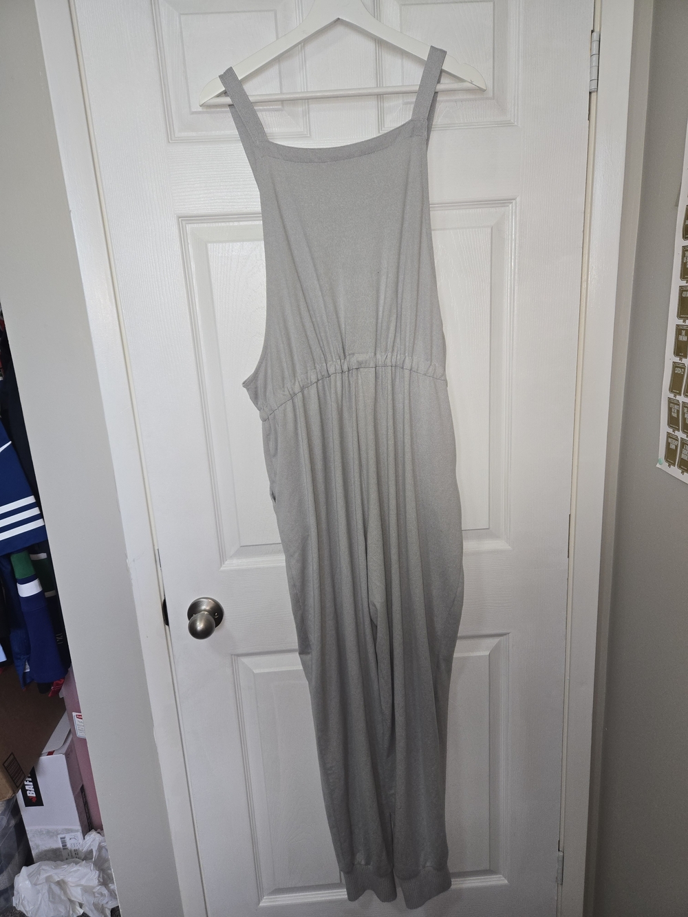 La Vie en Rose Light Gray Floral Knit Overalls - Picture 3 of 9